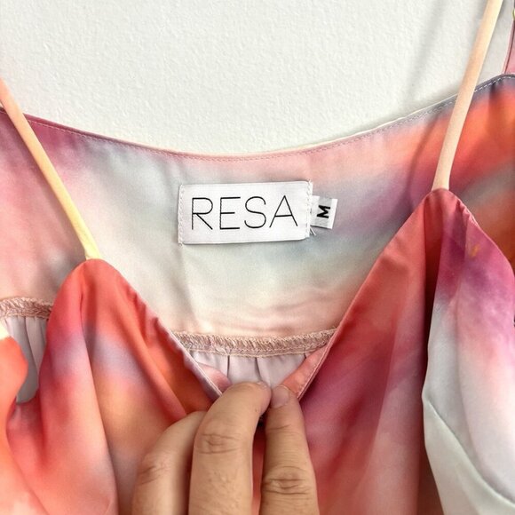 RESA Pink Watercolor Sleeveless Mini Babydoll Dress with Pockets Women’s Medium - Picture 5 of 7